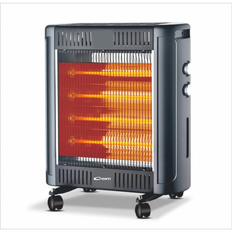 Conti Halogen Electric Space Heater Black 1500W Portable Room Heater with 3 Heat Settings and Overheat Protection, Ideal for Small to Medium Rooms, 120V, ETL Certified - Conti